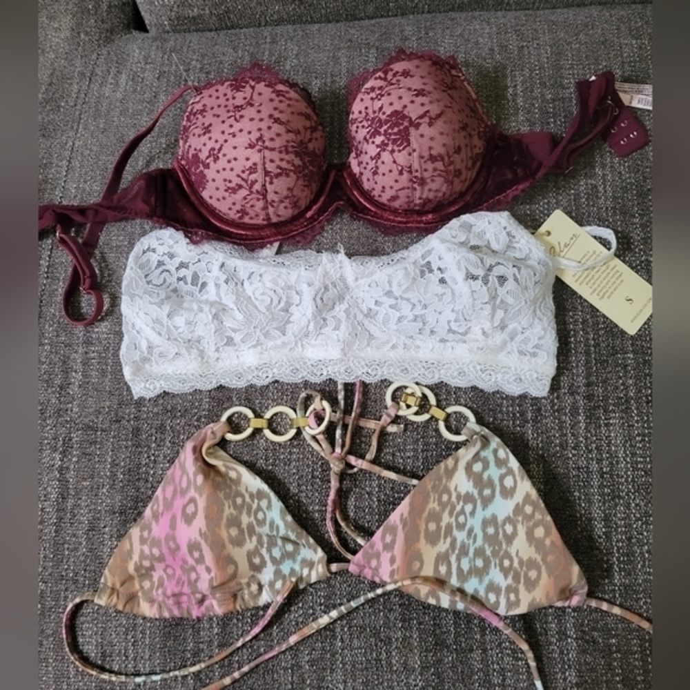 1 NWT lace Elan bralette & Victoria's Secret Lined Demi Size 34B & Bikini‎ Top